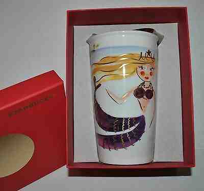 N Starbucks 2015 TRAVELER TUMBLER ILLUSTRATED SIREN MERMAID Logo 12 oz GIFT BOX  - Sold on eBay May, 3rd 2019 for $36.59
