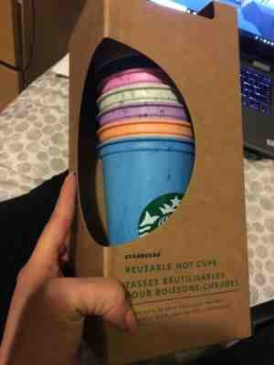 Starbucks Reusable Marbled Hot Cups ( New-summer Rainbow) New Unopened Set - Sold on eBay May, 23rd 2019 for $14.00
