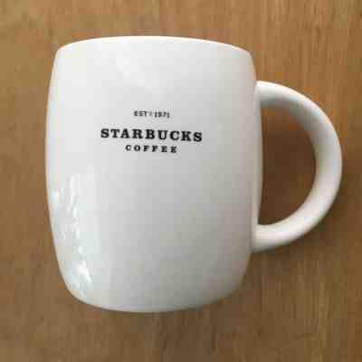 Starbucks White Black Est 1971 Coffee Barrel Mug 14 oz 2008 - Sold on eBay Apr, 20th 2019 for $14.99
