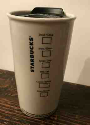 STARBUCKS 2011 Tall White Ceramic Double Wall Travel Tumbler 12oz Looks Unused - Sold on eBay May, 12th 2019 for $7.49
