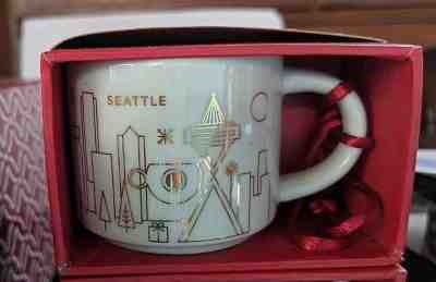 2014 Starbucks Christmas Holiday Seattle YAH Ornament Mini Mug Cup NIB 2 oz - Sold on eBay May, 15th 2019 for $40.00