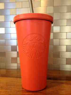 Starbucks Stainless Steel Matte Orange Tumbler 2015 With straw - Sold on eBay May, 18th 2019 for $9.50
