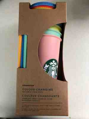 NEW - Starbucks Color-Changing Reusable Cold Cups - 5 Cups w/ 5 Lids & 5 Straws - Sold on eBay Jun, 1st 2019 for $50.00