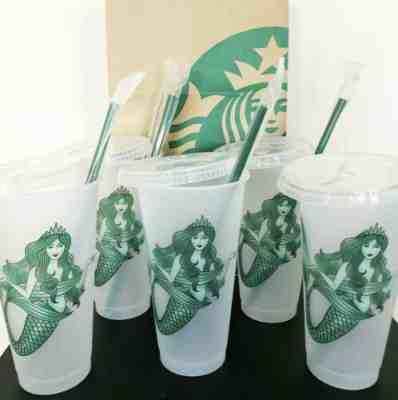 Lot Of 5 BRAND NEW 2019 LIMITED EDITION STARBUCKS MERMAID REUSABLE COLD CUPS! - Sold on eBay Jun, 1st 2019 for $40.00