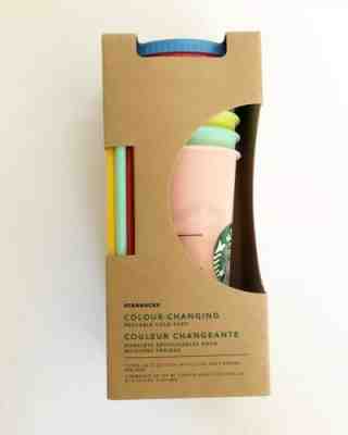 SOLD OUT Starbucks Color Changing Cold Reusable Cups. 5 Sets With Lids & straws - Sold on eBay Jun, 1st 2019 for $65.00