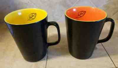 2 Starbucks Coffee Mug 2007 13 oz Black with Leaves orange and Yellow - Sold on eBay Jun, 1st 2019 for $25.00