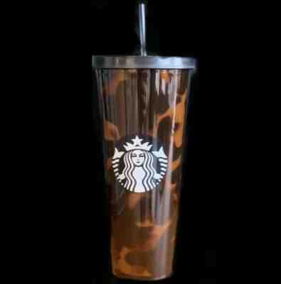Starbucks Tortoise Shell Tumbler Black Brown Cold Summer Cup W/Straw 24oz NWT - Sold on eBay Jun, 1st 2019 for $31.96