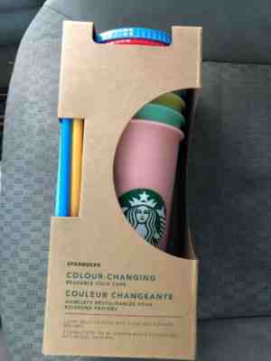 Starbucks 5 Pack Colour Changing Reusable Cold Cup With Color Lids Straws 24oz - Sold on eBay Jun, 1st 2019 for $56.00
