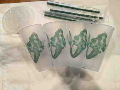Set of 4 Starbucks RARE Siren Mermaid Reusable Plastic Venti Cold Cup Frosted - Sold on eBay Jun, 1st 2019 for $22.00