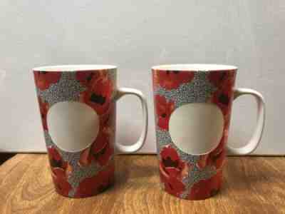 2 2015 Starbucks Red Poppies With Black Dots Coffee-Tea Cups-Mugs - Sold on eBay Jun, 1st 2019 for $18.00