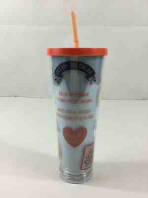 Starbucks Valentines Cold Cup Tumbler NWT Dream In Color 24 Oz Patches Decorate  - Sold on eBay May, 31st 2019 for $19.99