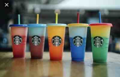 New Rare 2019 Limited Edition Starbucks Color Changing Reusable Cold Cups Straws - Sold on eBay May, 31st 2019 for $61.00