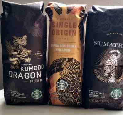 Starbucks Whole Bean Coffee Dark Roast 3-1lb Pack-Includes Single Origin. - Sold on eBay May, 31st 2019 for $22.00