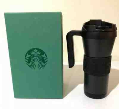 Starbucks 2016 Stainless Steel Black Miller Grip Tumbler Handle 16 oz RARE! NIB 