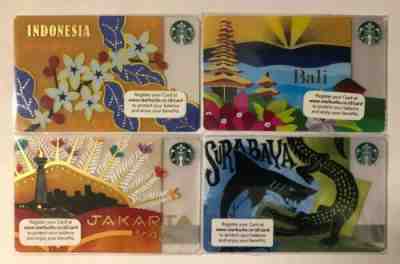 Starbucks Indonesia Cards Set Indonesia Jakarta Bali Surabaya 4 Card Lot - New - Sold on eBay May, 31st 2019 for $29.99