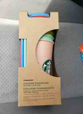 Starbucks Reusable Color Changing Cups Set of 5 with Straws & Lids - Sold on eBay May, 31st 2019 for $70.00