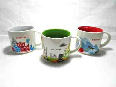 Lot of Three STARBUCKS "You Are Here" Collectable Coffee Mugs IL/WA/Whistler - Sold on eBay May, 31st 2019 for $19.50
