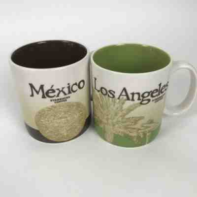 Set Of Starbucks Collector Coffee Mugs Mexico And Los Angeles Brown Green Cups - Sold on eBay May, 31st 2019 for $40.00