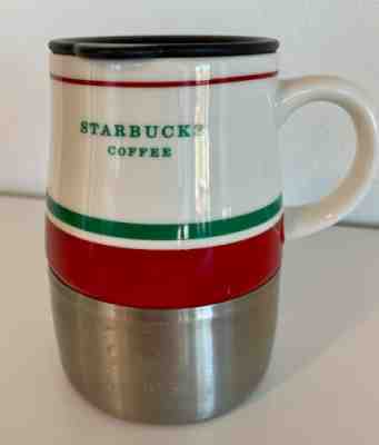 Starbucks Travel Mug Stainless Steel Ceramic Red White Green 2008 LID INCLUDED - Sold on eBay May, 31st 2019 for $17.95