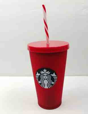 Starbucks 2018 Matte Red Frosted 16 oz Cold Cup Tumbler Red Lid, red+white straw - Sold on eBay May, 31st 2019 for $19.79