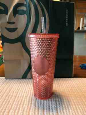 NWT!  STARBUCKS 2019 Rose Gold Radiant Iridescent Jeweled 24oz Cold Cup - Sold on eBay May, 31st 2019 for $29.00