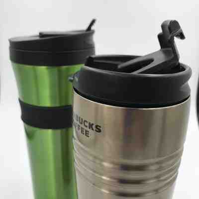 Starbucks Two 2  Stainless Steel Tumbler Mugs 16 oz Black Grip  20 - Sold on eBay May, 31st 2019 for $22.00