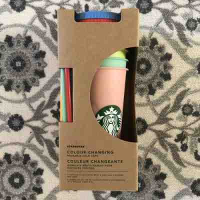Starbucks Reusable COLOR CHANGING Cold Cup Collection Pack Of 5 Lids Straws 24oz - Sold on eBay May, 31st 2019 for $69.99