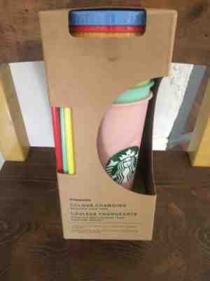 NEW! Starbucks COLOR CHANGING Cold Cup Collection 5 Pack Lid Straw 24oz RARE! - Sold on eBay May, 31st 2019 for $55.00