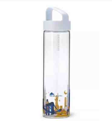 Starbucks New York You Are Here Glass Water Bottle NYC DISCONTINUED NEW - Sold on eBay May, 31st 2019 for $23.99