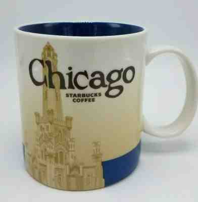 STARBUCKS  2012 16oz CHICAGO SKYLINE COLLECTORS MUG - Deep blue interior EUC - Sold on eBay May, 30th 2019 for $21.95