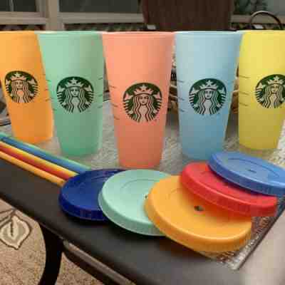 Starbucks Color Changing Reusable Cold Cups Multicolor 2019 Set 5 Cup Lid Straw - Sold on eBay May, 30th 2019 for $68.00