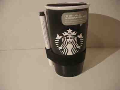 Starbucks Mermaid Siren Ceramic Writable Travel Mug - Complete - New - b6