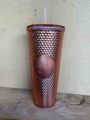 Starbucks Pink Tumbler 2019 Rose Gold Radiant Iridescent Jeweled 24oz Cold Cup - Sold on eBay May, 30th 2019 for $26.50