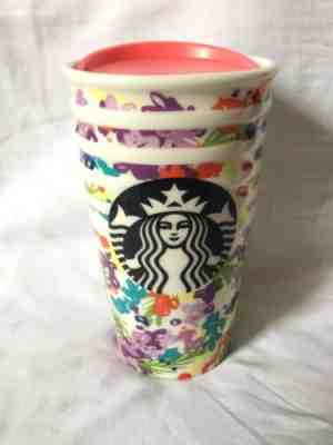 STARBUCKS  Ceramic Tumbler 2016 10oz Mug Flowers Colorful - Sold on eBay May, 30th 2019 for $23.00