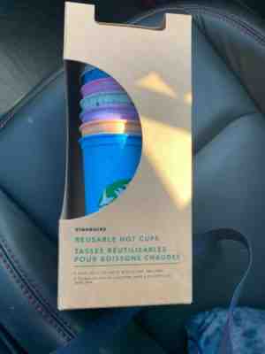 Starbucks Reusable 16 oz Hot Cups Pack of 6 w/lids Summer 2019 Collection New - Sold on eBay May, 30th 2019 for $16.95