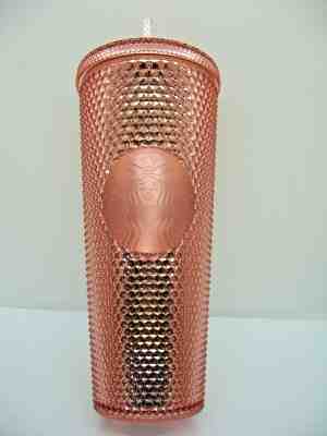 STARBUCKS Jeweled Venti Tumbler -- Gold Rose Pink Studded Summer Edition  - Sold on eBay May, 30th 2019 for $17.95