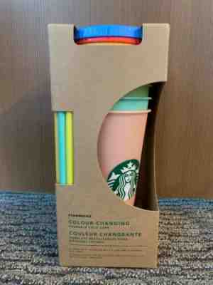 Starbucks Color Changing Reusable Cold Cup Collection Pack of 5 Lids Straws 24oz - Sold on eBay Jun, 2nd 2019 for $80.00