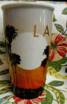 Starbucks 2015 LA Los Angeles Sunset Glass Tumbler Travel Mug Cup Gold Lid - Sold on eBay Jun, 2nd 2019 for $59.95