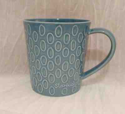 Starbucks 2010 Blue Design House Stockholm Embossed Oval Coffee Bean Mug Cursive - Sold on eBay Jun, 2nd 2019 for $18.95