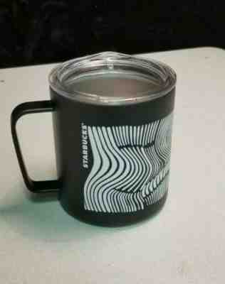 STARBUCKS MIIR Insulated Vacuum 12 oz Mug Bold Black W White Stripes - Sold on eBay Jun, 2nd 2019 for $24.99