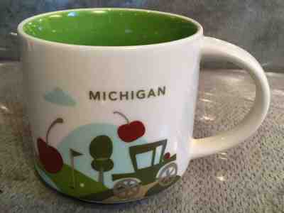 STARBUCKS (2015) MICHIGAN "You Are Here" 14 oz Coffee MUG Cherries Bridge - NEW - Sold on eBay Jun, 2nd 2019 for $26.99
