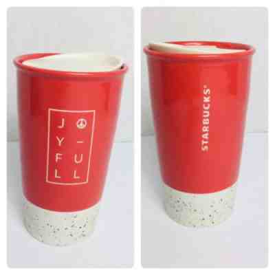 2017 Starbucks Coffee Joyful Ceramic Travel Mug / Tumbler with Lid 12 oz  - Sold on eBay Jun, 2nd 2019 for $19.95