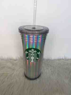 NEW Starbucks Holiday 2018 Iridescent Tumbler Plastic Holographic Rainbow 20 oz  - Sold on eBay Jun, 2nd 2019 for $24.75