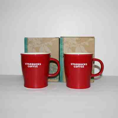 Lot of 2 New 2008 Starbucks Red Embossed "Starbucks Coffee" Cocoa Tea Coffee Mug - Sold on eBay Jun, 2nd 2019 for $33.99