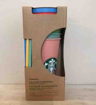 Starbucks 5 Pack Colour Changing Reusable Cold Cup With Color Lids Straws 24oz - Sold on eBay Jun, 1st 2019 for $61.00