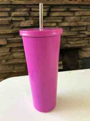 Starbucks Venti 24oz Stainless Steel Pink Tumbler Coffee Mug With Metal Straw - Sold on eBay Jun, 1st 2019 for $20.00