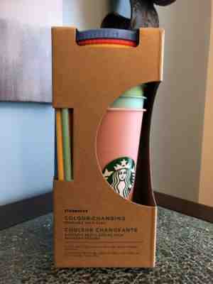 Starbucks COLOUR-CHANGING Reusable Cold Cups Collection 5 Pack Lid Straw 24oz - Sold on eBay Jun, 1st 2019 for $69.95