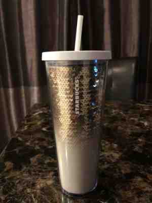 Starbucks Holiday Sequin Tumbler White & Gold 24oz - Sold on eBay Jun, 1st 2019 for $30.00