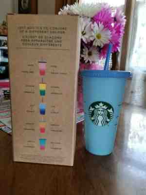 SINGLE Starbucks Color Changing Cold Cup Sky Blue NEW 2019 + lid & straw, Venti - Sold on eBay Jun, 1st 2019 for $15.00