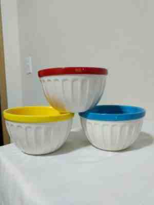Starbucks Coffee 2007 Set 3 White with Primary Colors Ribbed Ice Cream Bowls  - Sold on eBay Jun, 1st 2019 for $15.99